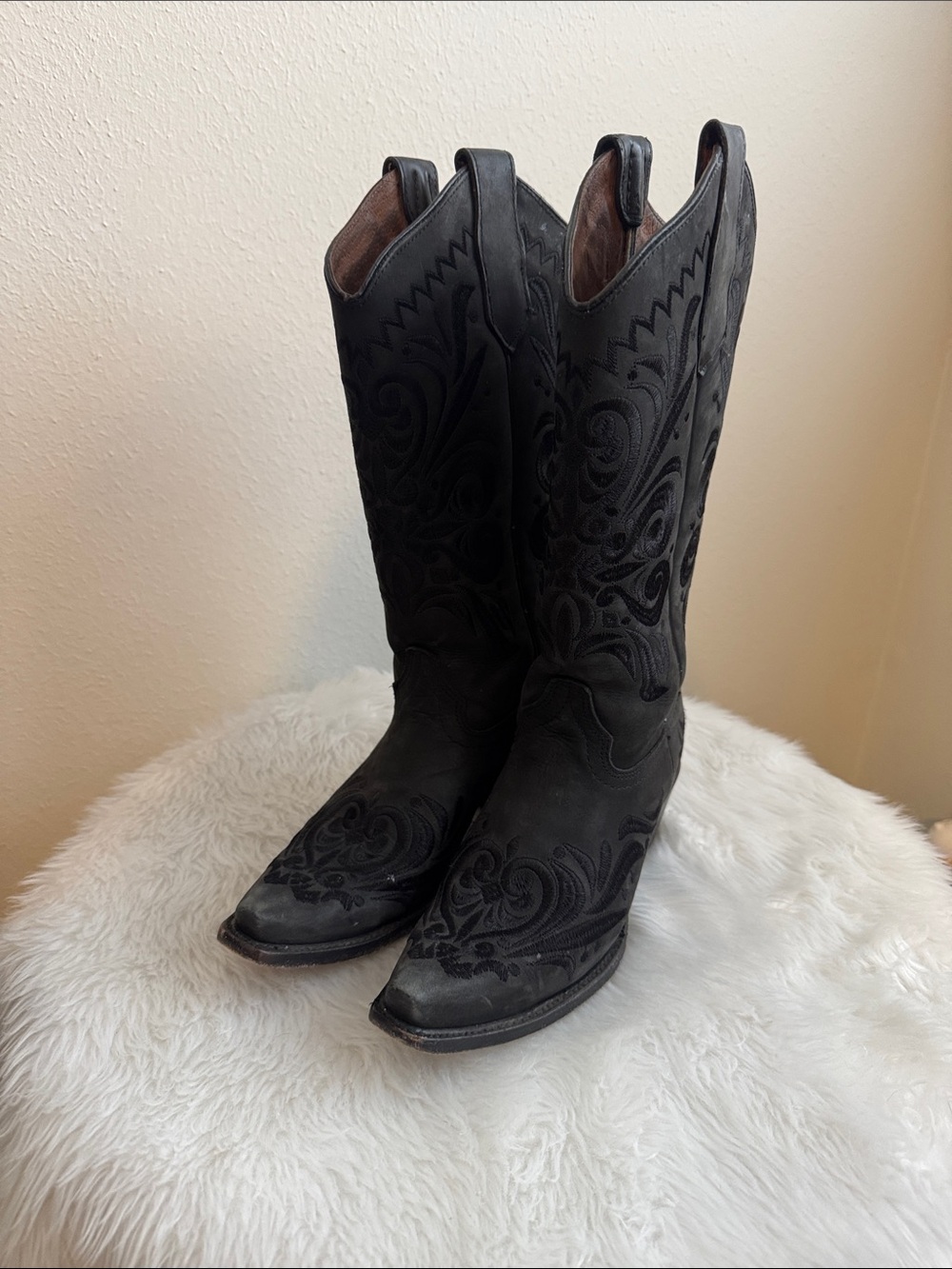 Circle G Black Embroidered Western Knee-High Boots - Women